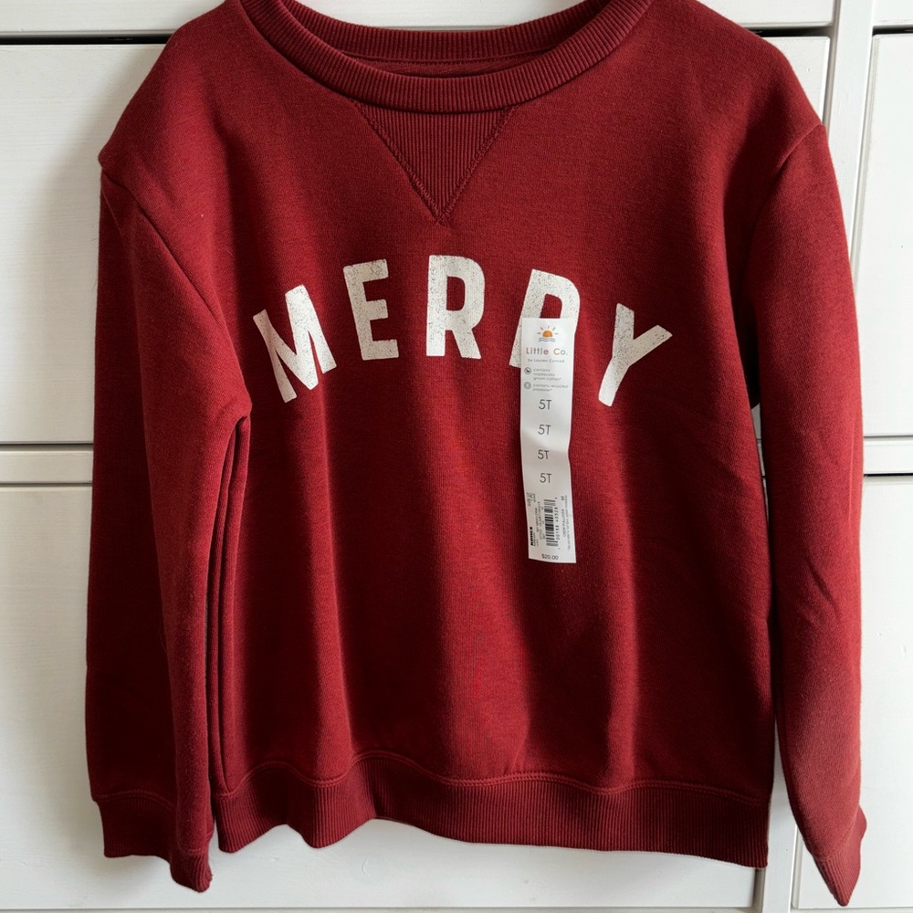 NWT Little Co “Merry” Crewneck - 5t